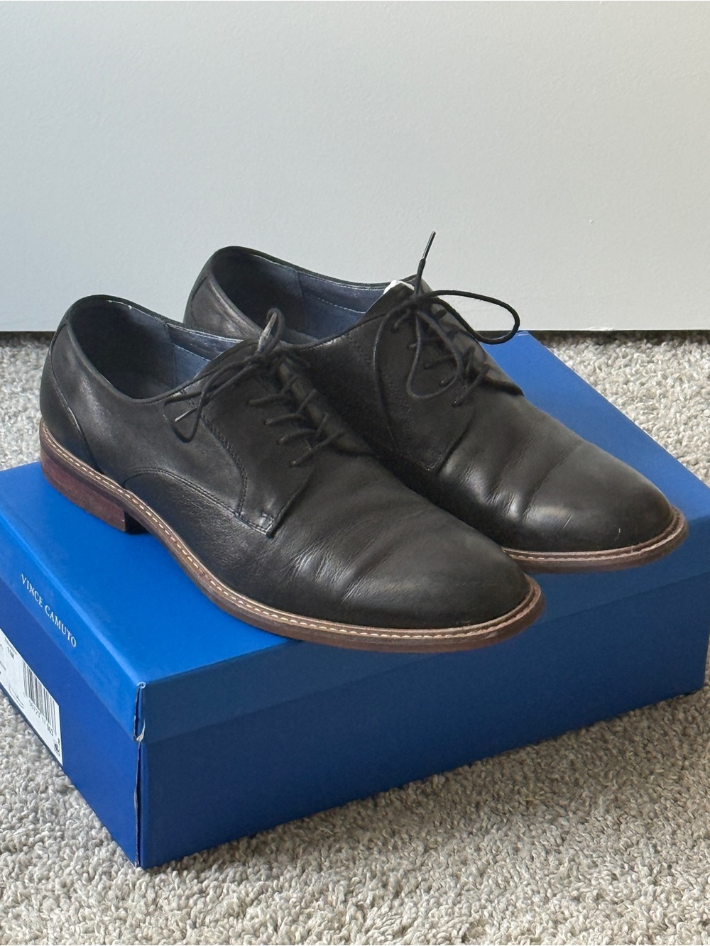 Steve Madden Men’s Black Derby Shoes with Brown Welt